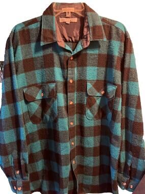 Sundays Vintage Men’s XL Wool Blend Blue Plaid Long Sleeve Flannel Shirt Y2K